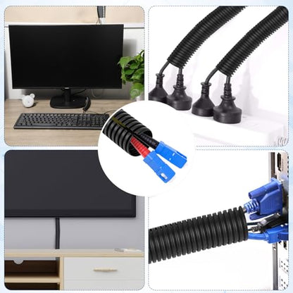 Sasylvia 1" x 60ft Split Wire Loom Tubing with Installation Tool Wire Loom Assortment Split Cable Sleeves Bulk Flexible Electrical Conduit Protective Kit - size: 1"-60ft