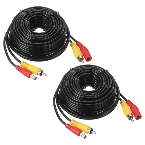 MECCANIXITY 2Pcs Car RCA DC Video Extension Cable, 16.4FT/5M 2 in 1 - size: 16.4FT/5M