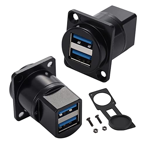 PENGLIN 2PCS Dual Ports USB 3.0 Panel Mount Bulkhead Connector - size: 2PCS USB3.0
