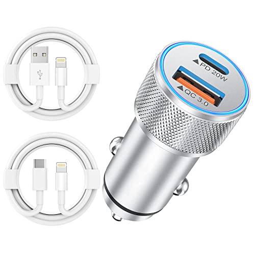 iPhone Fast Car Charger,[Apple Certfied] 38W Dual USB C Car Charger Adapter - color: Silver