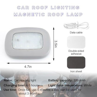 Ohleats Car Interior Ceiling Roof Lights, Magnetic Rechargeable USB Wireless Dome Lamp, LED Auto Map Reading Light Cover for Insider Roof Ceiling, Universal Car Accessories (Gray) - color: Gray