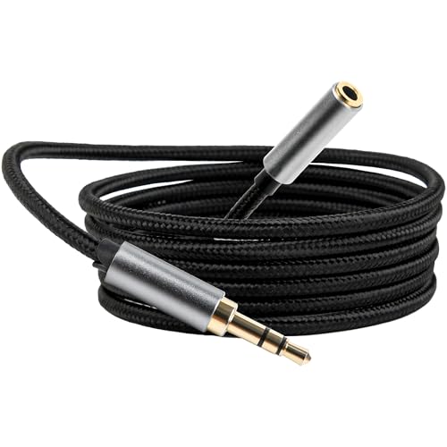 1-Pack 4.9ft/1.5m 3.5mm TRS Male to Female Headphone Extension Cable, Aux Cord Extender, Audio Jack Extender for Headphones,iPhone, iPad, Smartphones, Tablets, Laptops, Media Players - Black