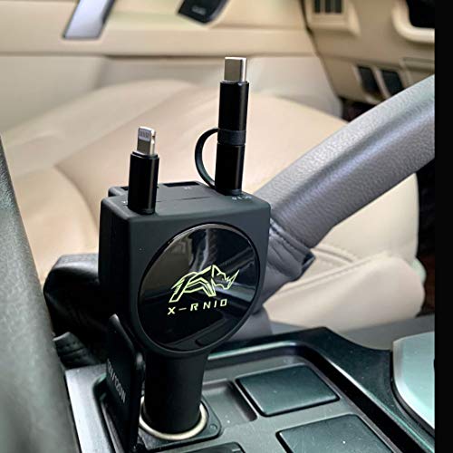 Retractable Car Charger, Fast Charge 3.1A 47W, Retractable Cables (3Ft) and 2 USB Ports Car Charger Adapter, Compatible with iPhone & Android Cell Phones,Car Accessories