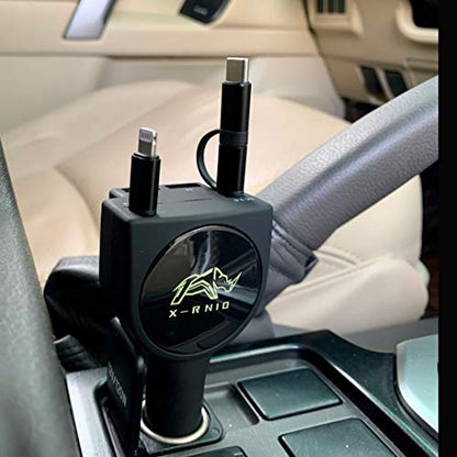 Retractable Car Charger, Fast Charge 3.1A 47W, Retractable Cables (3Ft) and 2 USB Ports Car Charger Adapter, Compatible with iPhone & Android Cell Phones,Car Accessories