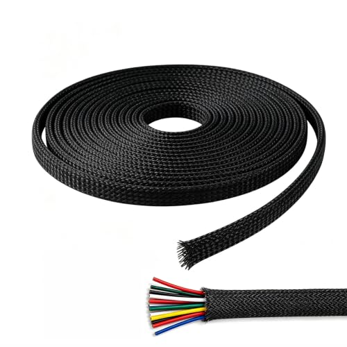 1/2''-39Ft Expandable Braided Cable Sleeve, PET Wire Loom for Home Device - color: Black, size: 1/2''-39ft