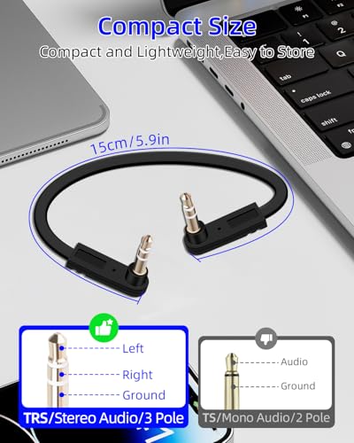 3.5mm Flat Audio Cable,Dual 90 Degree 3.5mm Male to Male Flat Headphone Jacks Audio Cable for Car Audio Systems,Home Speakers,Phones,Tablets,2Pack(0.15M/0.49FT) - style: dual 90 degree male to male