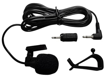 FingerLakes Universal Car Microphone Mic Fits 3.5mm and 2.5mm Bluetooth Enabled Car Vehicle Stereo Radio GPS Units with Included Adapter, Black (FL70)