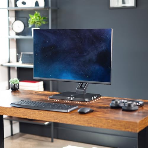 VIVO Premium Single 17 to 32 inch VESA Monitor and Touch Screen Desk Stand with Rotating Base, Freestanding Pneumatic Height Adjustable Arm, 12 inch Maximum Screen Height, Black, STAND-V001R