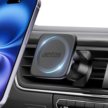 aetos for MagSafe Car Mount. Elegant Magnetic Air Vent Phone Holder with 20 Strong N52 Magnets & Metal Hook. Classic Minimalist Design for iPhone 17 16 15 14 13 12 Pro Max & MagSafe Cases