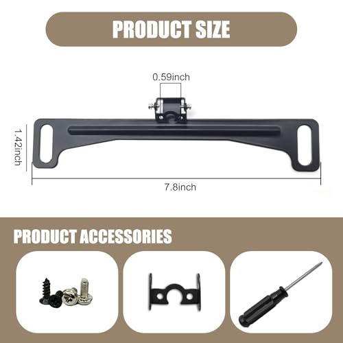 1 PC Car Reversing Camera License Plate Frame Bracket, Waterproof Driving Recorder Rear View Camera License Plate Holder, Screw-Fixed Camera Mounting Base, Universal for Cars Trucks (Black)