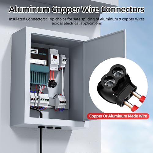 DaierTek Insulated Multi Tap Connector, 2/0-6 AWG Wire Connectors, 2 Ports Aluminum to Copper Wire Connectors with Slotted Allen Hex, Electrical Connectors, Wire Tap, Single-Sided Entry 5 Pack - size: 2/0-6 AWG-5PCS