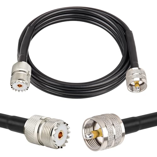 MOOKEERF PL-259 UHF CB Coax Cable - 3FT, RG58 PL-259 UHF Male to Female Low Loss Antenna Extension Jumper for HAM Radio, Antenna Analyzer, Dummy Load, SWR Meter - size: 3FT