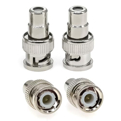 4PCS BNC Male to RCA Femele Coax Adapter, BNC RCA Coupler Adapter Copper Converter Connector for TV Monitor/CCTV Security Camera/Surveillance Systems/DVR Systems
