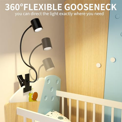 Desk Lamp USB Clip On Light,Book Lights for Reading at Night Clamp Light - color: Matte Black
