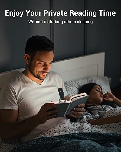 DEWENWILS USB Rechargeable Book Light for Reading in Bed, Warm White, Brightness Adjustable, LED Clip on Book Reading Lights, Perfect for Bookworms, Kids, Black - color: Black