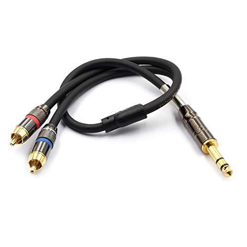 Tisino 1/4 to RCA Cable, Quarter inch TRS to RCA Audio Cable 6.35mm Stereo Jack to Dual RCA Insert Cable Y Splitter Cable - 3.3 feet/1 Meter - size: 3.3 feet