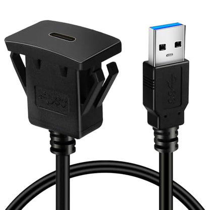 스퀘어 싱글 포트 USB 3.0 수 - 타입 C 3.0 암 자동차 플러시 마운트 케이블 USB C 패널 마운트 연장 케이블 자동차 트럭 보트 오토바이 대시보드용 0.3m(1피트) - size: 1피트, style: 스퀘어 싱글 U3에서 C3까지