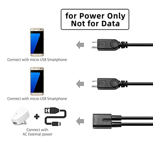 chenyang USB C Splitter Multi Charging Cable,USB C 1 to 2 Micro USB Charge Extension Cable Supports Charging Two Devices at The Same Time 0.98FT/0.3M - style: USB C 1 to 2 Micro USB