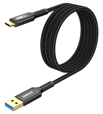 SUNGUY 10Gbps Android Auto USB C Cable,3A USB 3.1 Gen 2 Fast Charge & Data Transfer CarPlay Cable, for iPhone 17/16/15 Pro Max, Samsung T7, Galaxy S23 S22 Ultra Note 20, SSD- Black 4FT [2-Pack] - color: Black, size: 4ft