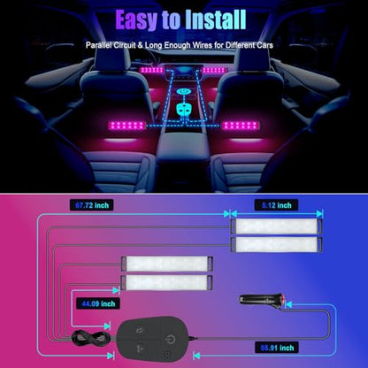 Honalia Car Lights Interior, LED Lights for Car Interior with APP Control - size: 4-Lines Cigarette Lighter APP+ Box Control