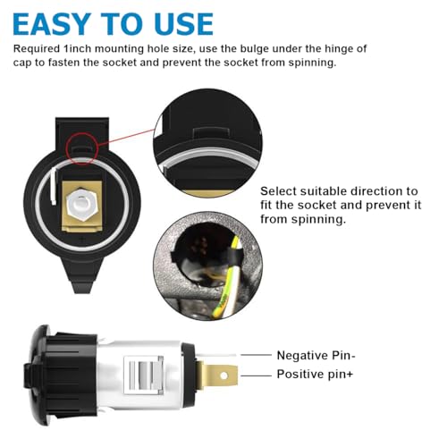 Mandark Car Cigarette Lighter Socket, 12V Vehicle Power Outlet Cigarette Lighter Adapter with Waterproof Cover & Extension Cable, Universal Automotive Accessories for SUV, Truck, RV