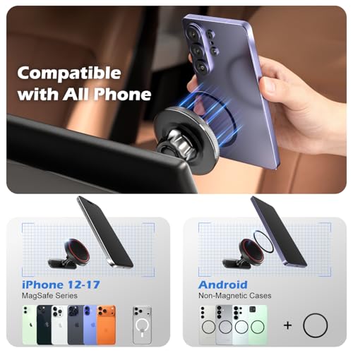 Designed for Hyundai Ioniq 5 Phone Mount, Magnetically Attaches to Metallic Dashboard for 2024 2025 Hyundai Sonata Kona & 2022-2025 Ioniq5 2026 Ioniq 9 [Compatible with MagSafe] - style: Magnetic