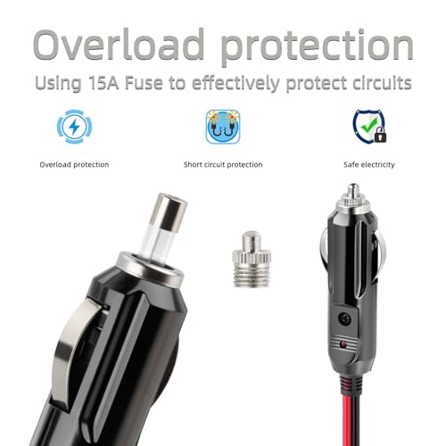 ELFCULB Male to Male Cigarette Lighter Cable 14AWG 5FT - color: 12V Male to Male, size: 5FT
