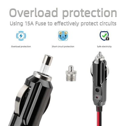 ELFCULB Male to Male Cigarette Lighter Cable 14AWG 5FT - color: 12V Male to Male, size: 5FT