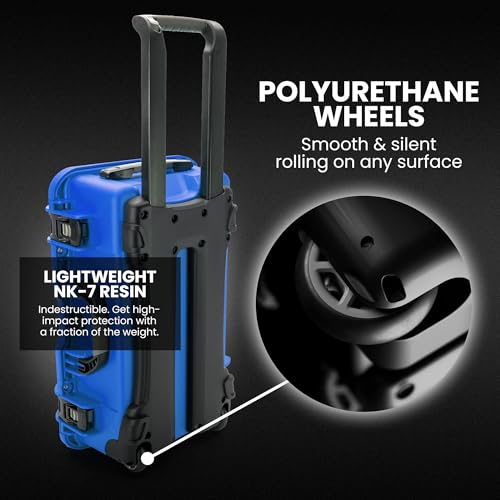 NANUK 935 Hard Case with Cubed Foam for Camera & Lenses – Waterproof Protective Equipment Case with Wheels, 22” x 14” x 9” – Dustproof and Impact Resistant, Carry-On Approved for Most Airlines – Blue - color: Blue, style: Cubed Foam