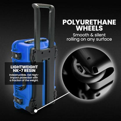 NANUK 935 Hard Case with Cubed Foam for Camera & Lenses – Waterproof Protective Equipment Case with Wheels, 22” x 14” x 9” – Dustproof and Impact Resistant, Carry-On Approved for Most Airlines – Blue - color: Blue, style: Cubed Foam