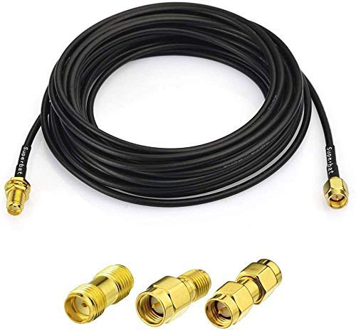 Superbat RF coaxial SMA Male to SMA Female Bulkhead RG174 3ft Cable + 3pcs RF Coax SMA Adapter Kit for SDR Equipment Antenna Ham Radio,3G 4G LTE Antenna,ADS-B,GPS and etc - size: 1M/3.28FT RG174