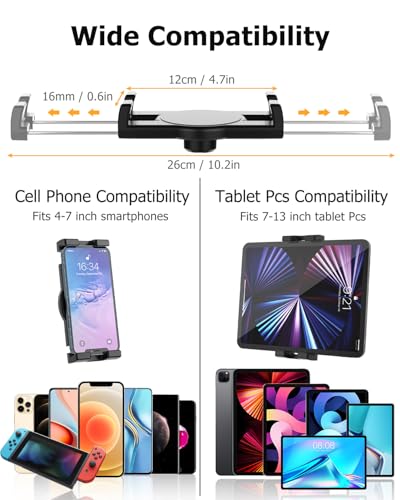 Car Cockpit Tablet Mount Suction, Vehicle Tablet Holder for Driver [Flexible Metal Arm] Dashboard Windshield Window Mounting for Tablets Phones, iPad, Galaxy Tab, Z Fold, iPhone, 4-13" Device