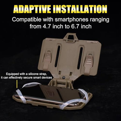 Zhongren Tactical Plate Carrier Vest Attachments Universal Phone Chest Mount for Screen Size 4.7"-6.7" Molle Foldable Navigation Phone Holder Board - color: Black