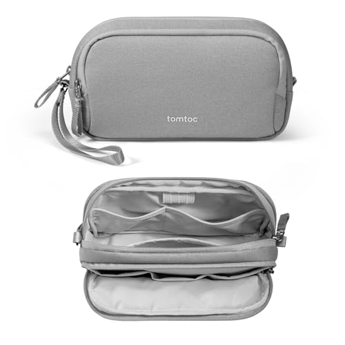 tomtoc Electronic Organizer Travel Case, Dual Compartment Tech Organization - color: Gray, size: Medium