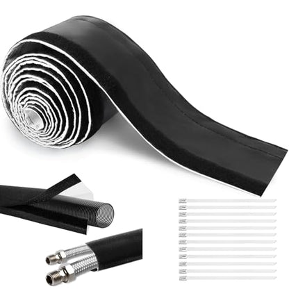 Wire Heat Shield Wrap for Car Hose Lines, 2.2" I.D. x 3.3FT, Black - color: Black, size: 2.2" I.D. x 3.3FT