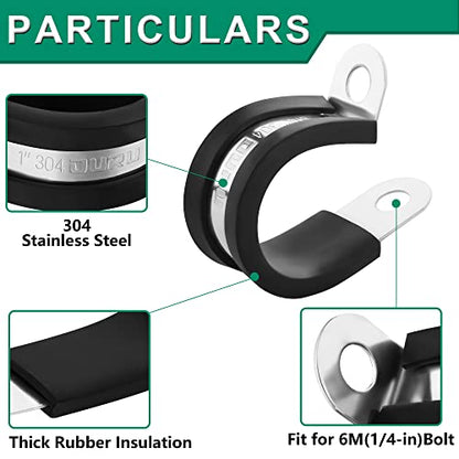 OURU 56PCS Cable Clamps Assortment Kit,Rubber Coated, 1/4"-3/4" 6 Sizes - size: 56pcs - 1/4", 5/16", 3/8", 1/2", 5/8", 3/4"