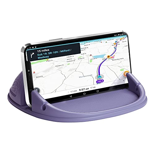 Loncaster Car Phone Holder, Car Phone Mount Silicone Car Pad Mat for Various Dashboards, Slip Free Desk Phone Stand Compatible with iPhone, Samsung, Android Smartphones, GPS Devices More (Purple) - color: Purple-1pack