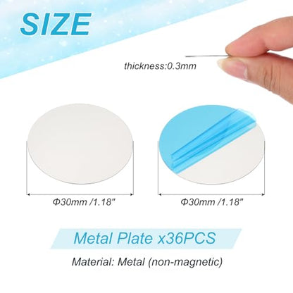 PATIKIL 30mm Metal Plate for Phone Magnet, 36pcs Round Adhesive Metal Plate Replacement Stickers for Magnetic Car Mount Holder Phone Case Wall, Silver Tone - size: 30mm