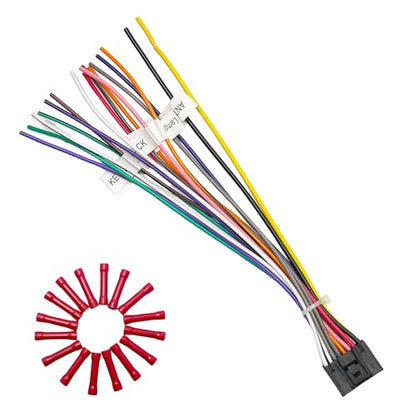 Universal ISO Radio Wiring Harness Adapter for Android Car Stereo 16 Pin ISO Connector Power Wiring Cable - Aftermarket Radio Harness Adapter for Car Stereo, Wire Harness Kit for Car Stereo, Black