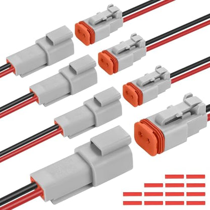 DT 2 Pin Waterproof Connectors, 14 AWG Deutsch 2 Wire Connector (2 Pin) - size: 2 Pin (4Pairs)