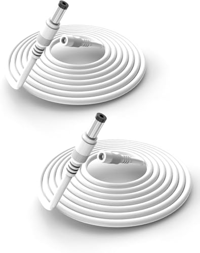 Tonton Power Extension Cable 33Ft 10M 5.5mm x 2.1mm DC 5521 Female to Male Compatible with 12V DC Adapter Cord for CCTV Security Camera System NVR DVR and Standalone IP Camera, LED (White 2 Pack) - color: White, size: 33 ft (2 Pack)