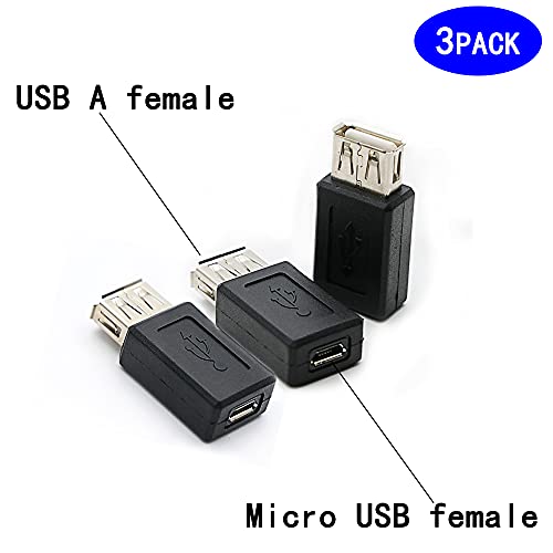 3 Pack USB 2.0 A Female to USB Micro Female Adapter Converter
