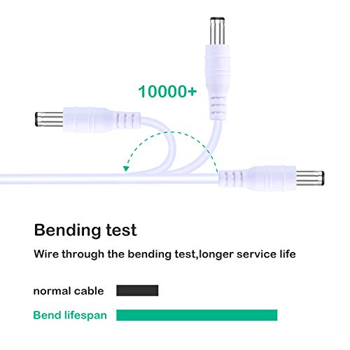 2 Pack Power Extension Cable 12ft 2.1mm x 5.5mm Compatible with DC 5V 12V 24V for CCTV Security Camera IP Camera Standalone DVR, LED Strip String Light-Male to Female (White) - size: 12FT
