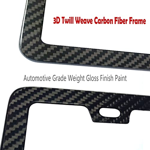 BGGTMO Real Carbon Fiber License Plate Frame, Stainless Steel Base, 1 Pack - color: Real Carbon Frame-2 Holes