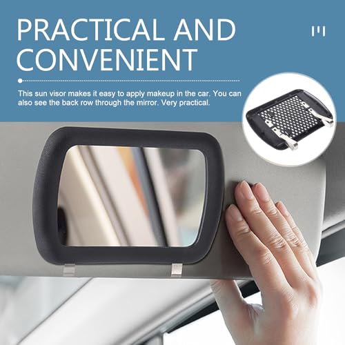 Car Sun Visor Mirror, Clip-on HD Automotive Makeup Mirror, Sun Visor Cosmetic Vanity Glass, Universal for Most Vehicles (Black)