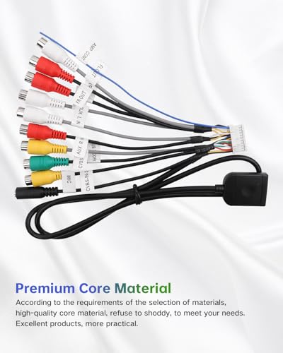 20Pin Android Car Stereo RCA Wiring Harness Adapter with 4G SIM Card Slot, Mic Jack, Audio Input/Output Cable, Compatible with Aftermarket Radio for External MIC, Micro SIM Card, Front Camera
