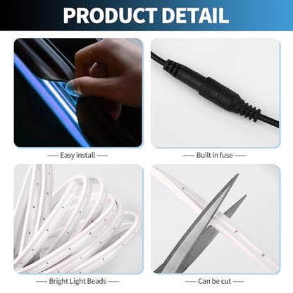 HOLDCY Car Trunk Cargo LED Strip Light, 12V Ice Blue 7000K, 118.11in - color: Ice Blue/7000K, size: 118.11 inches