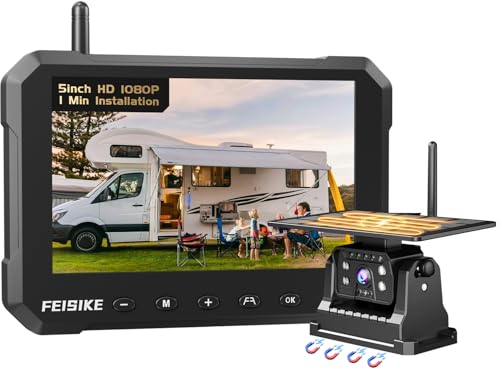 FEISIKE Magnetic Solar Wireless Backup Camera: 5" 1080P Monitor - size: 5 Inch