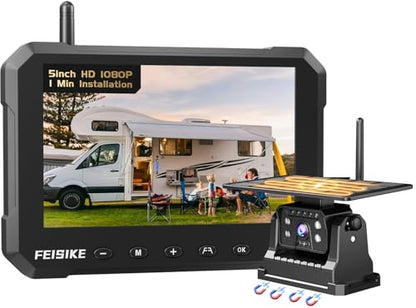 FEISIKE Magnetic Solar Wireless Backup Camera: 5" 1080P Monitor - size: 5 Inch