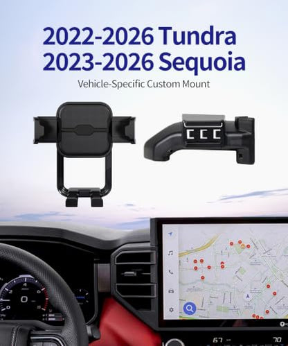 Auto Clamp Car Phone Holder for Toyota Tundra 2022-2026, Sequoia 2023-2026 - size: 【Plastic Dashboard】For 2022-2026 Tundra / Sequoia